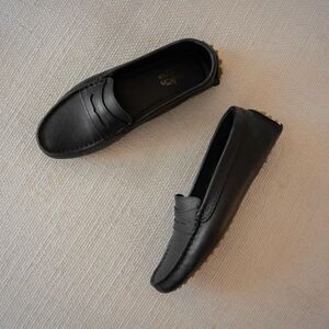 Black Leather Academia Preppy Classic Flat Women's Work School Office Loafers